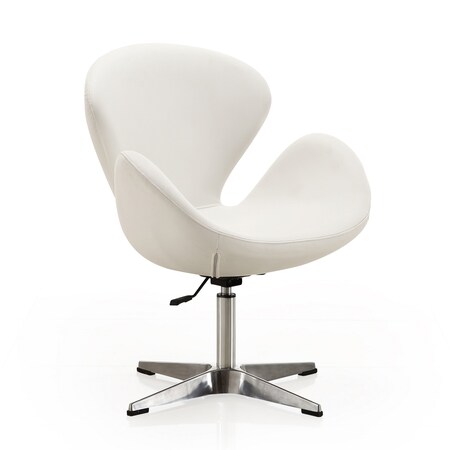 Manhattan Comfort Raspberry Faux Leather Adjustable Swivel Chair in White and Polished Chrome AC038-WH